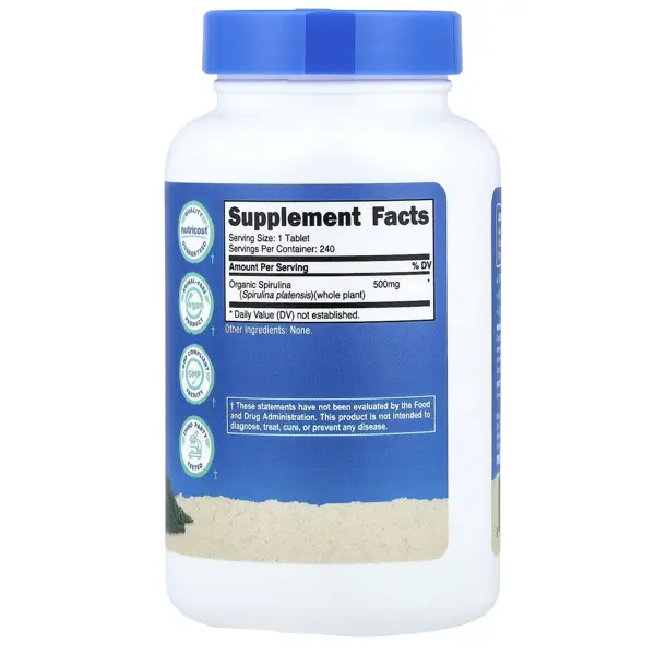 Nutricost Organic Spirulina 500 mg Tablets